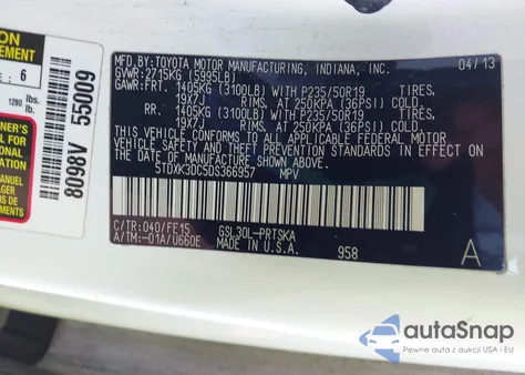 2013 Toyota Sienna Se 8 Passenger from USA, damaged, VIN 5TDXK3DC5DS366957